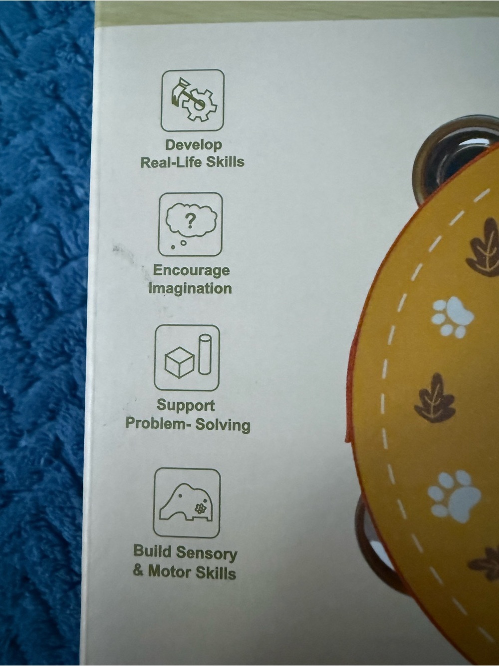 NIB - WoodenEdu Wooden Tambourine Toy Set (Red Fox & Yellow Bear) - Picture 4 of 11